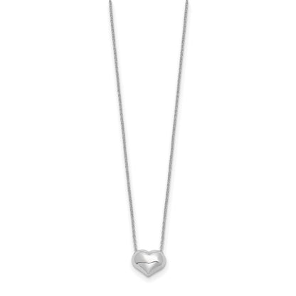 14k White Gold Polished Puffed Heart Pendant 16.5in Necklace