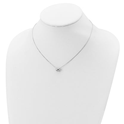14k White Gold Polished Puffed Heart Pendant 16.5in Necklace