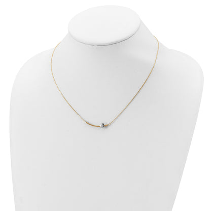 14k Two-tone Curved Bar with Heart 18 inch Necklace