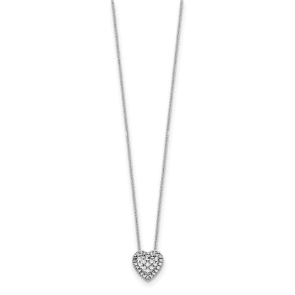 14k White Gold Diamond-cut Heart Slide 18 inch Necklace