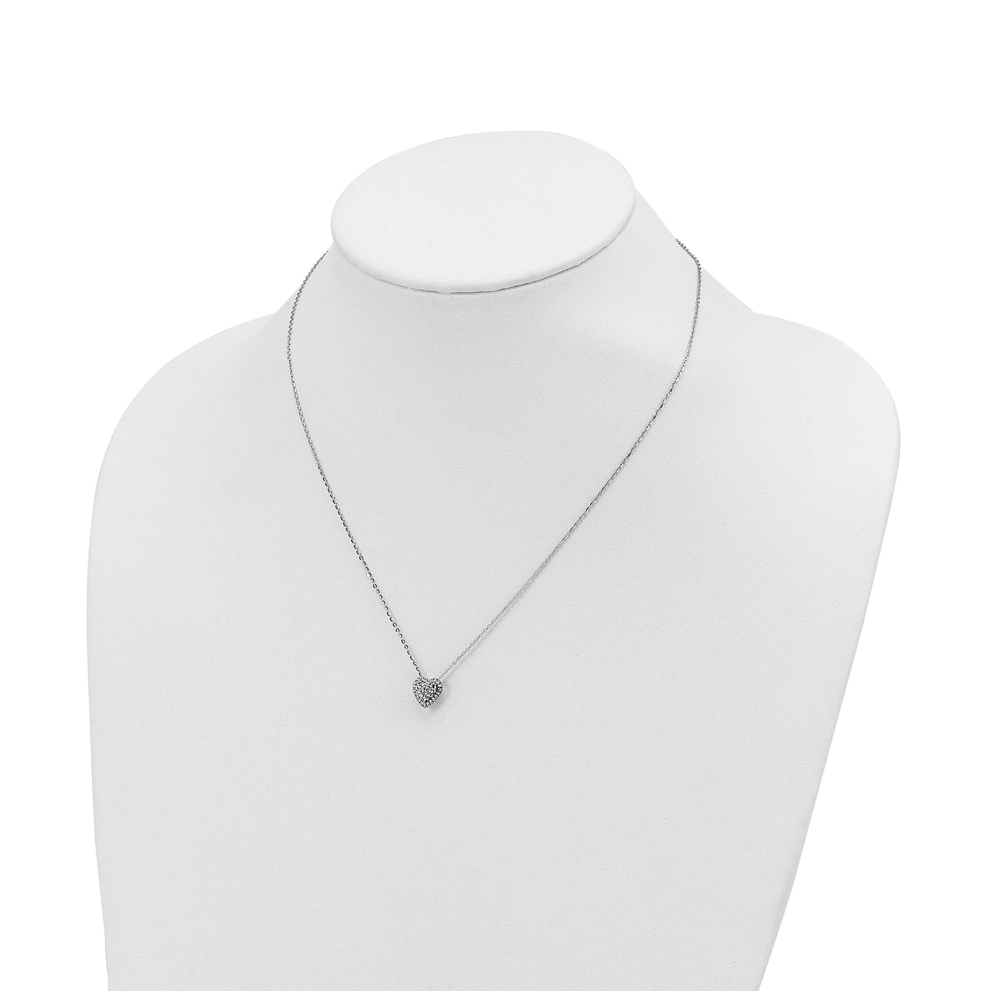 14k White Gold Diamond-cut Heart Slide 18 inch Necklace