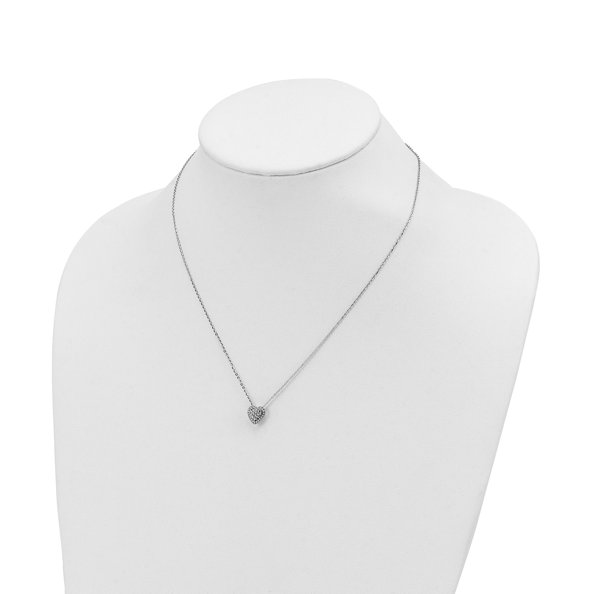 14k White Gold Diamond-cut Heart Slide 18 inch Necklace