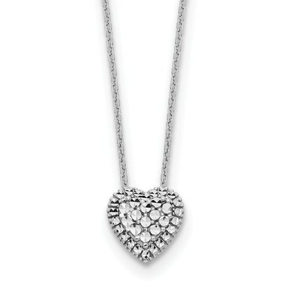 14k White Gold Diamond-cut Heart Slide 18 inch Necklace