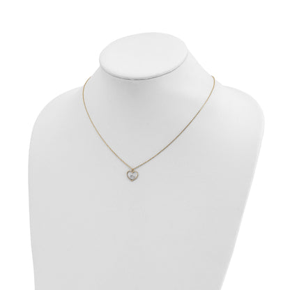14k with White Rhodium Heart in Heart Pendant 18 inch Necklace