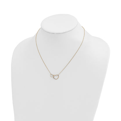 14K Polished Two Interlocked Hearts 17 inch Necklace