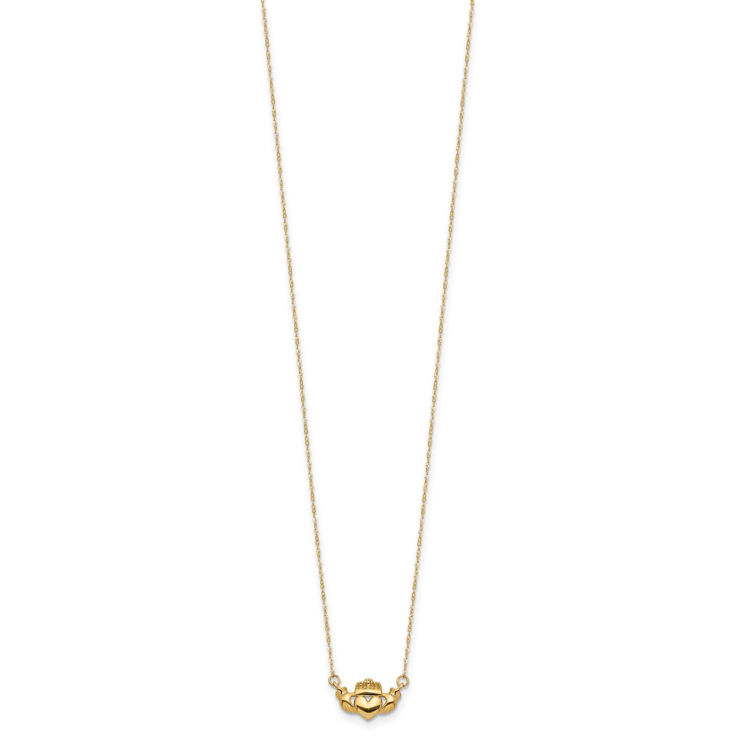 14K Polished Claddagh 17 inch Necklace