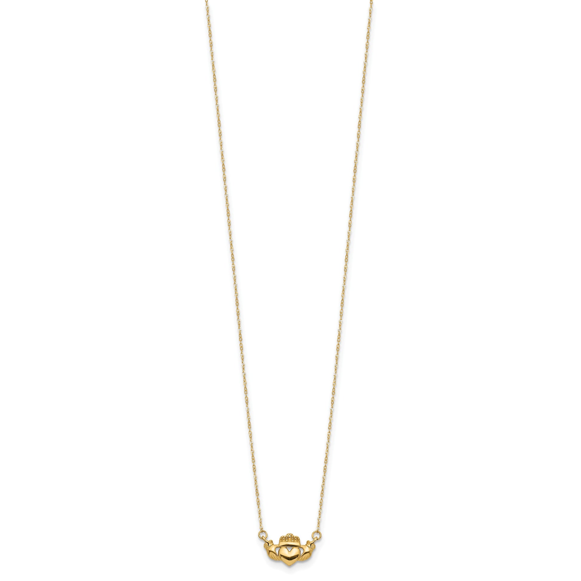 14K Polished Claddagh 17 inch Necklace