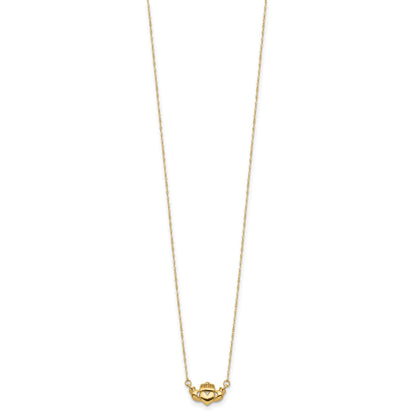 14K Polished Claddagh 17 inch Necklace