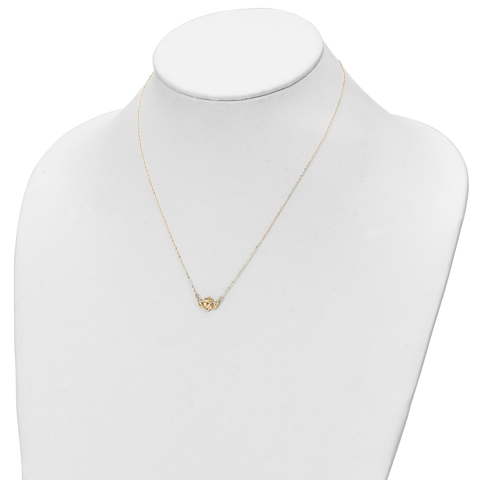 14K Polished Claddagh 17 inch Necklace