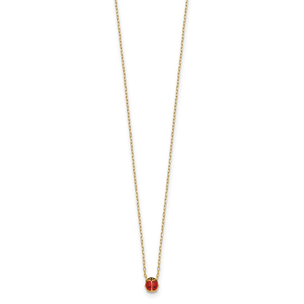 14k Polished Enameled Small Ladybug 16.5in Necklace