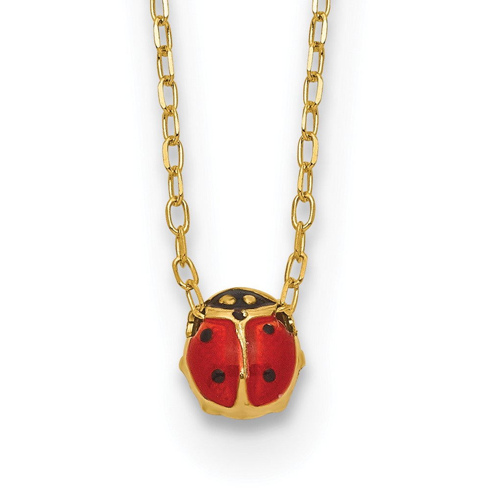 14k Polished Enameled Small Ladybug 16.5in Necklace