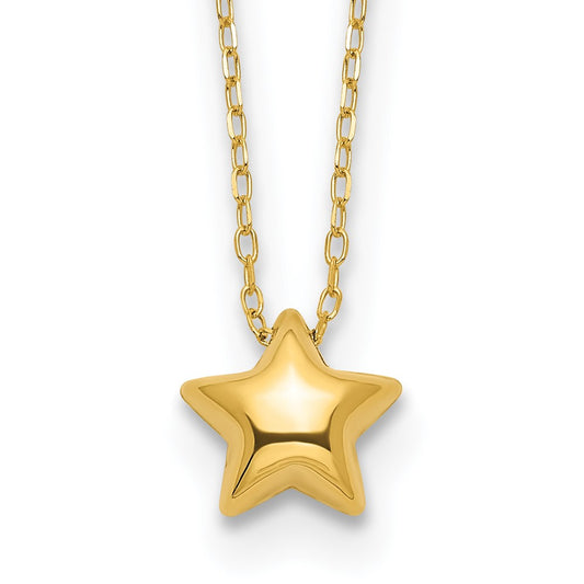 14k Polished Puffed Star 16.5in Necklace