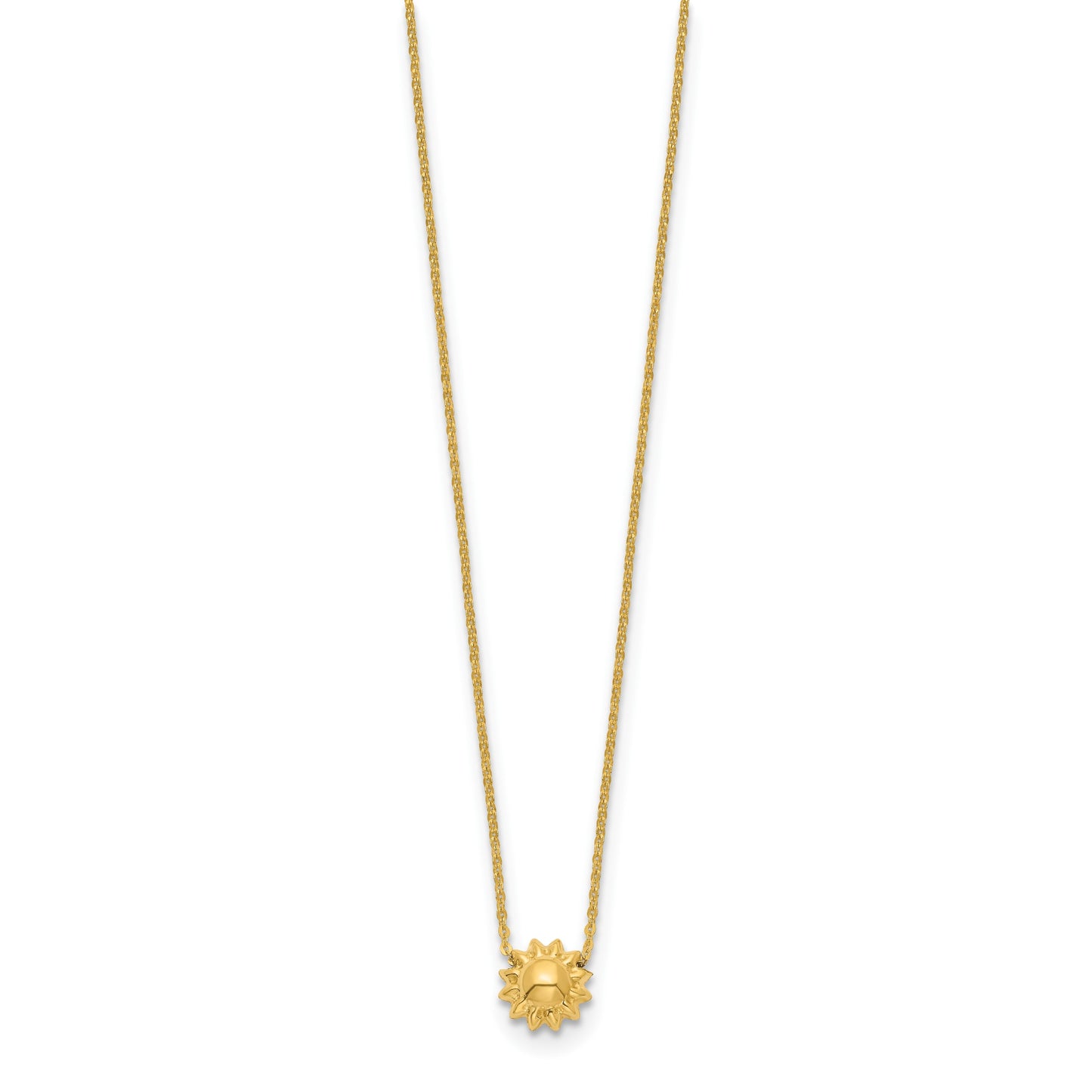 14k Polished Puffed Sun 16.5 inch Necklace