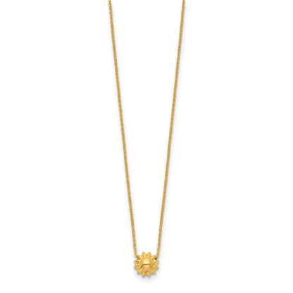 14k Polished Puffed Sun 16.5 inch Necklace