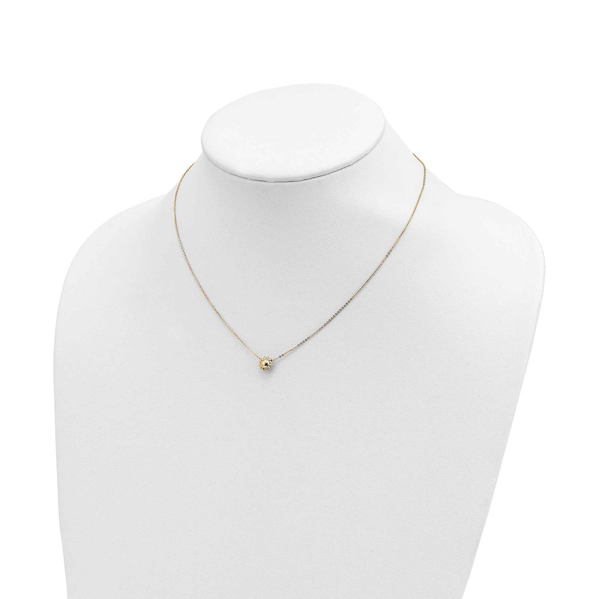 14k Polished Puffed Sun 16.5 inch Necklace