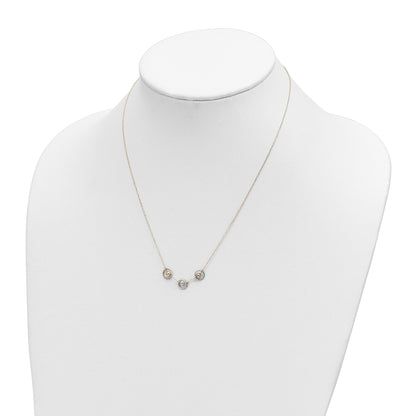 14K Tri-color Polished Beads in Three Diamond-cut Circles 18 inch Necklace