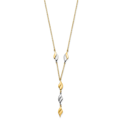 14K Two-tone Polished Wavy Dangle Fancy 17 inch Y-Drop Necklace