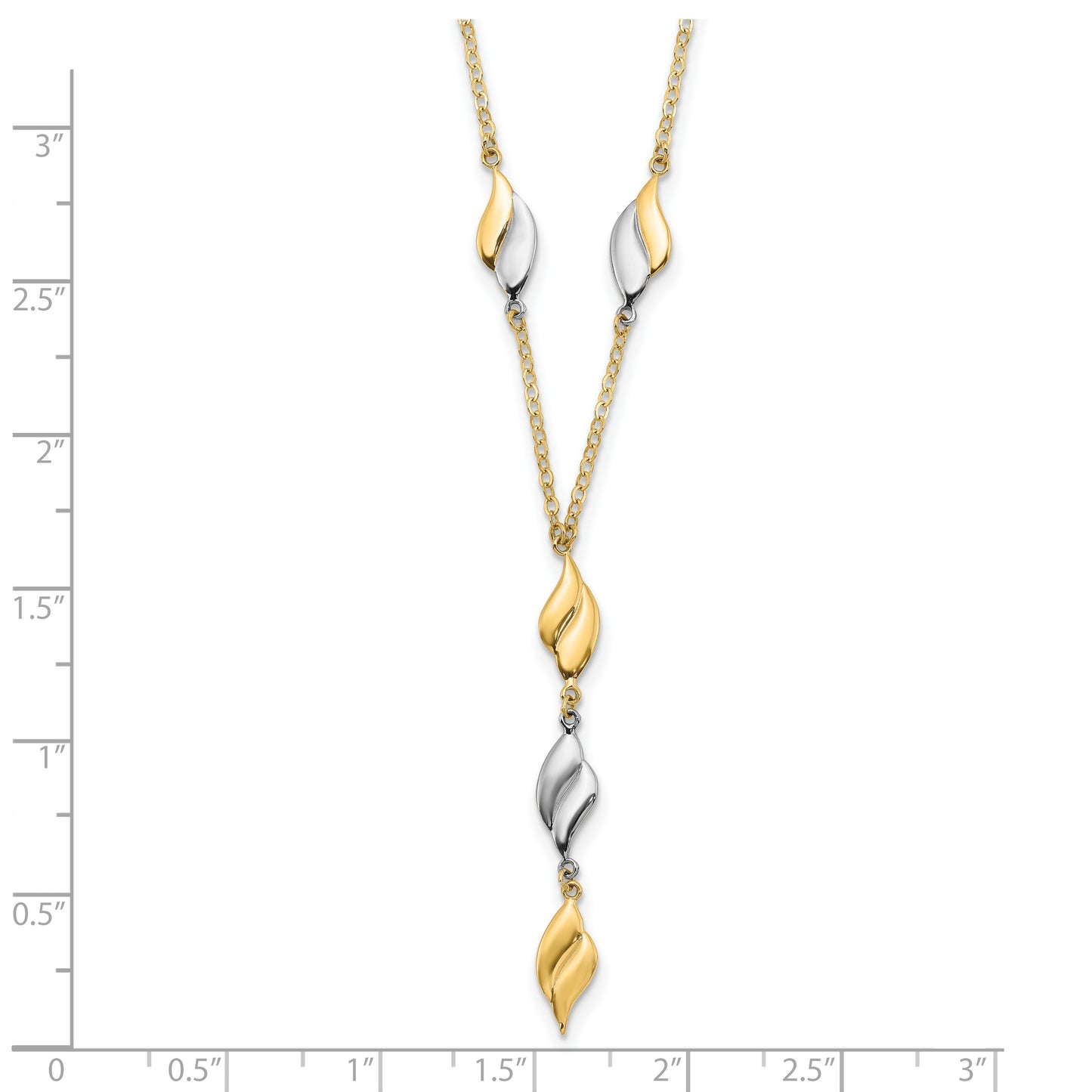14K Two-tone Polished Wavy Dangle Fancy 17 inch Y-Drop Necklace