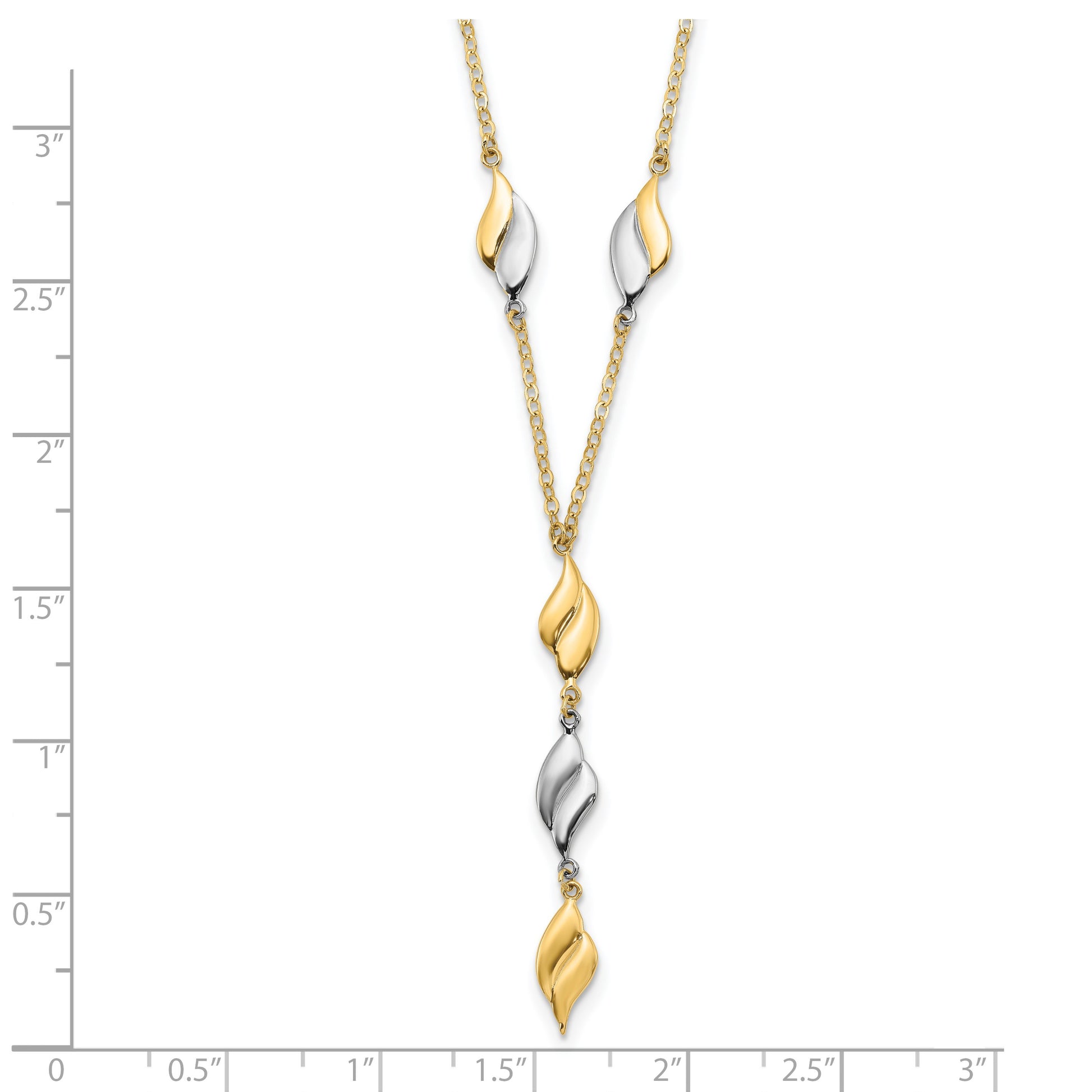 14K Two-tone Polished Wavy Dangle Fancy 17 inch Y-Drop Necklace