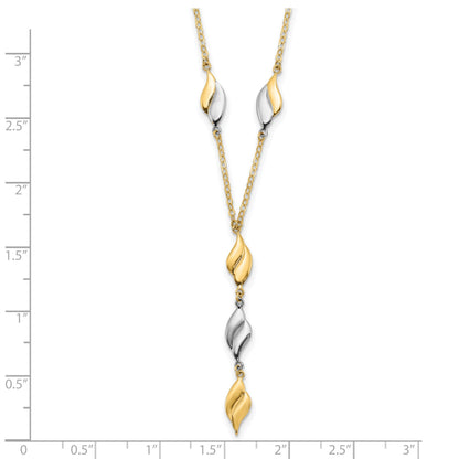 14K Two-tone Polished Wavy Dangle Fancy 17 inch Y-Drop Necklace