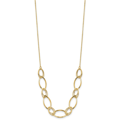 14K Polished Diamond-cut Oval Link 18 inch Necklace