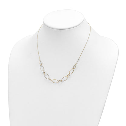 14K Polished Diamond-cut Oval Link 18 inch Necklace