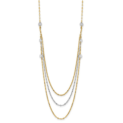 14k Two-tone Triple Layer Polished Circles Fancy 18 inch Necklace