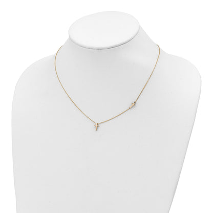 14k Polished Sideways Cross and Cross Pendant 18 inch Necklace