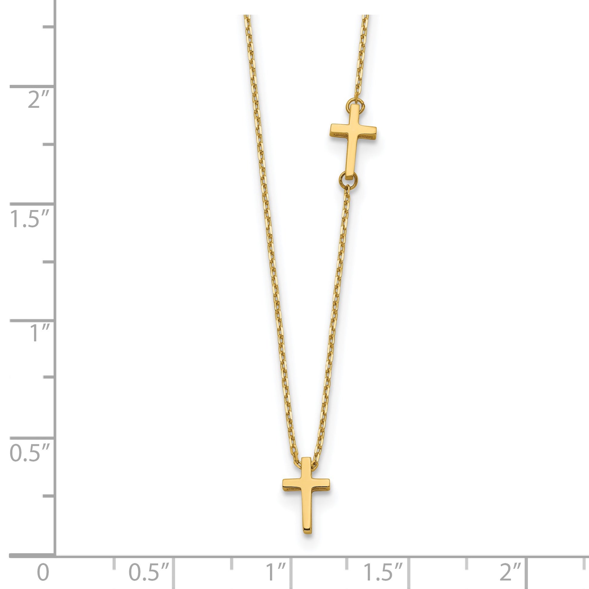 14k Polished Sideways Cross and Cross Pendant 18 inch Necklace
