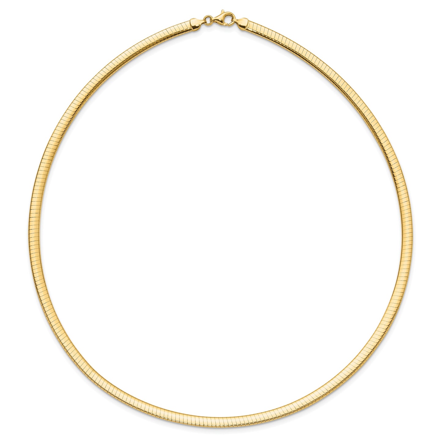14k Flat 4mm Fancy Diamond-cut Reversible to High Polished 17.25 inch Omega Necklace