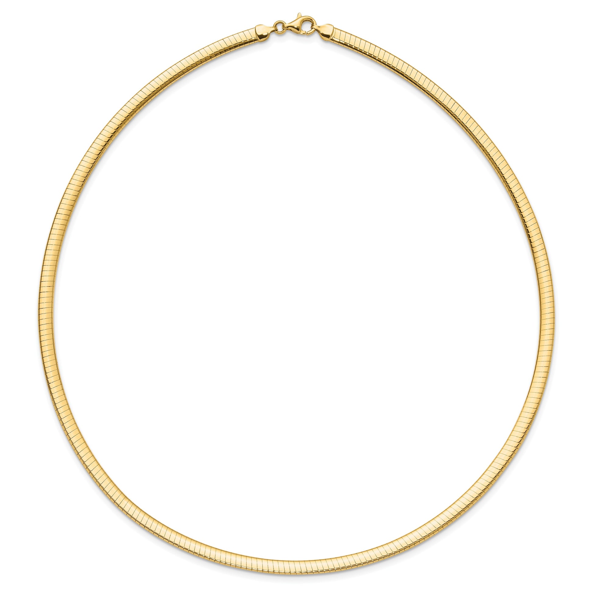 14k Flat 4mm Fancy Diamond-cut Reversible to High Polished 17.25 inch Omega Necklace
