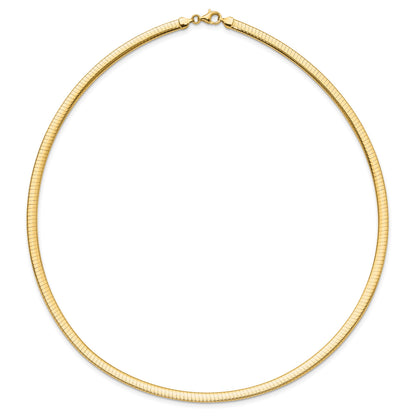 14k Flat 4mm Fancy Diamond-cut Reversible to High Polished 17.25 inch Omega Necklace