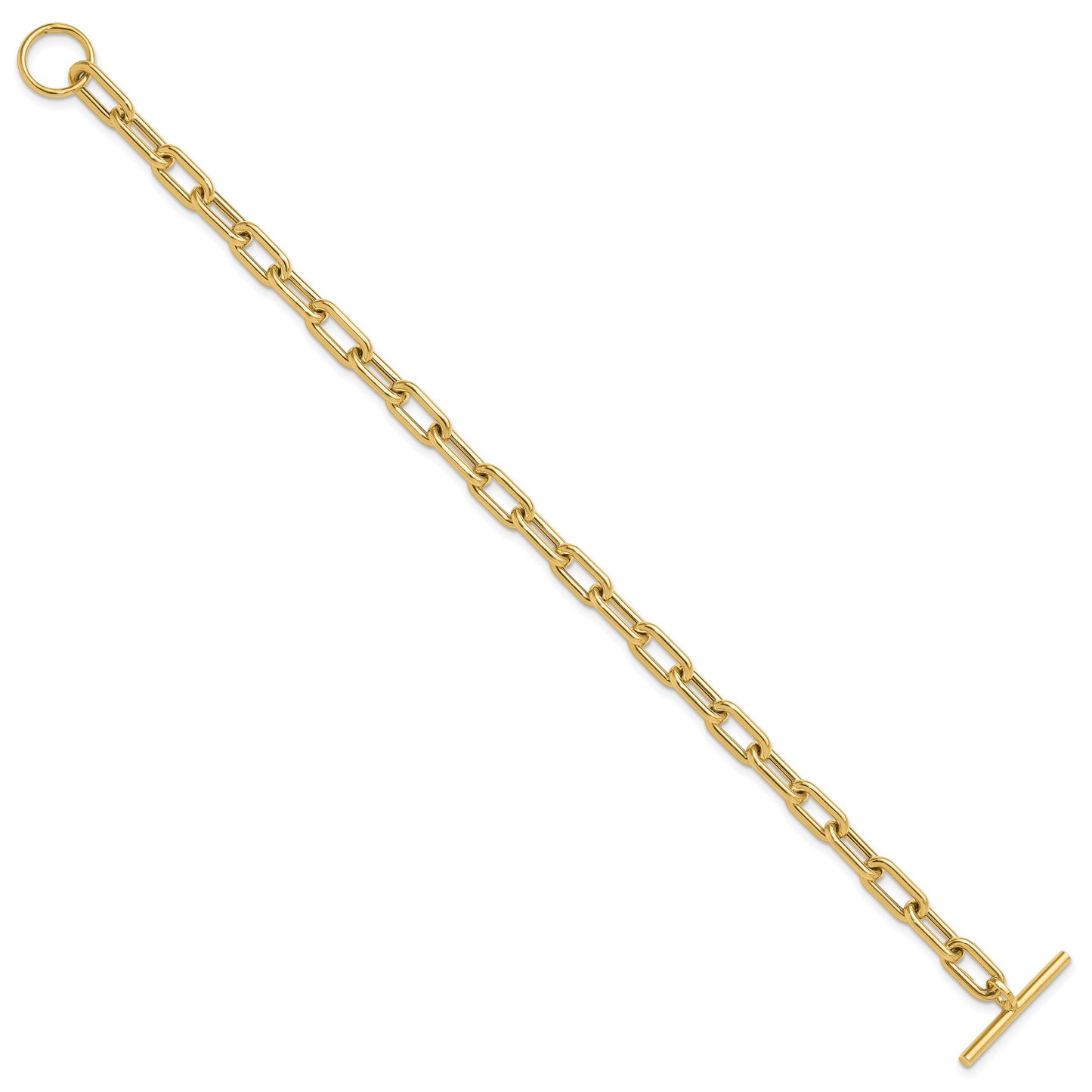 14K Polished Fancy 5mm Oval Cable Link 7.5 inch Toggle Bracelet