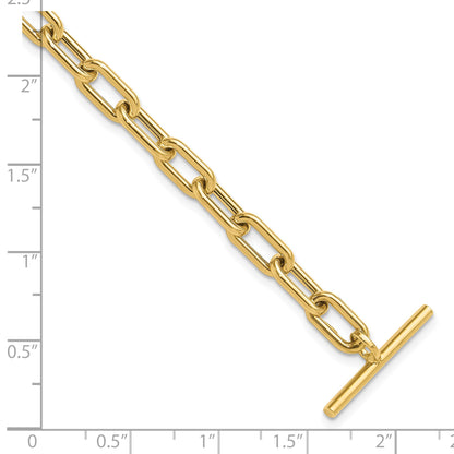 14K Polished Fancy 5mm Oval Cable Link 7.5 inch Toggle Bracelet