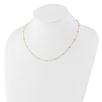 14K Polished Cube Stations 16 inch Necklace Plus 2 inch Extender