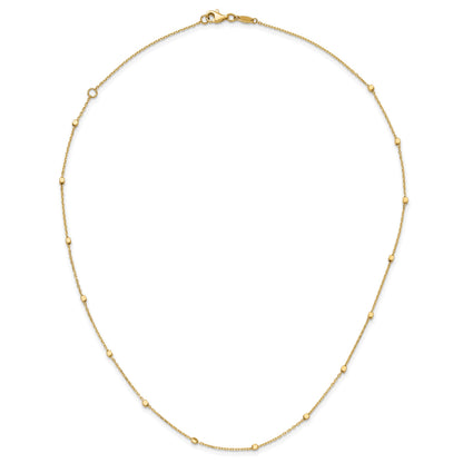 14K Polished Cube Stations 16 inch Necklace Plus 2 inch Extender