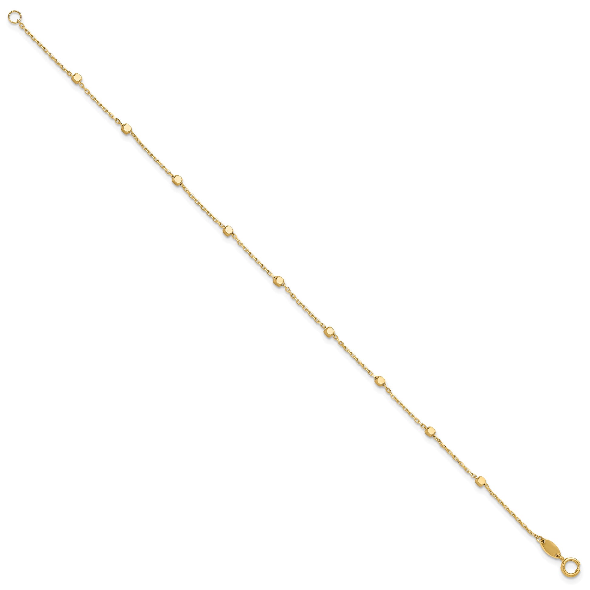 14K Polished Cube Stations 7.75 inch Bracelet