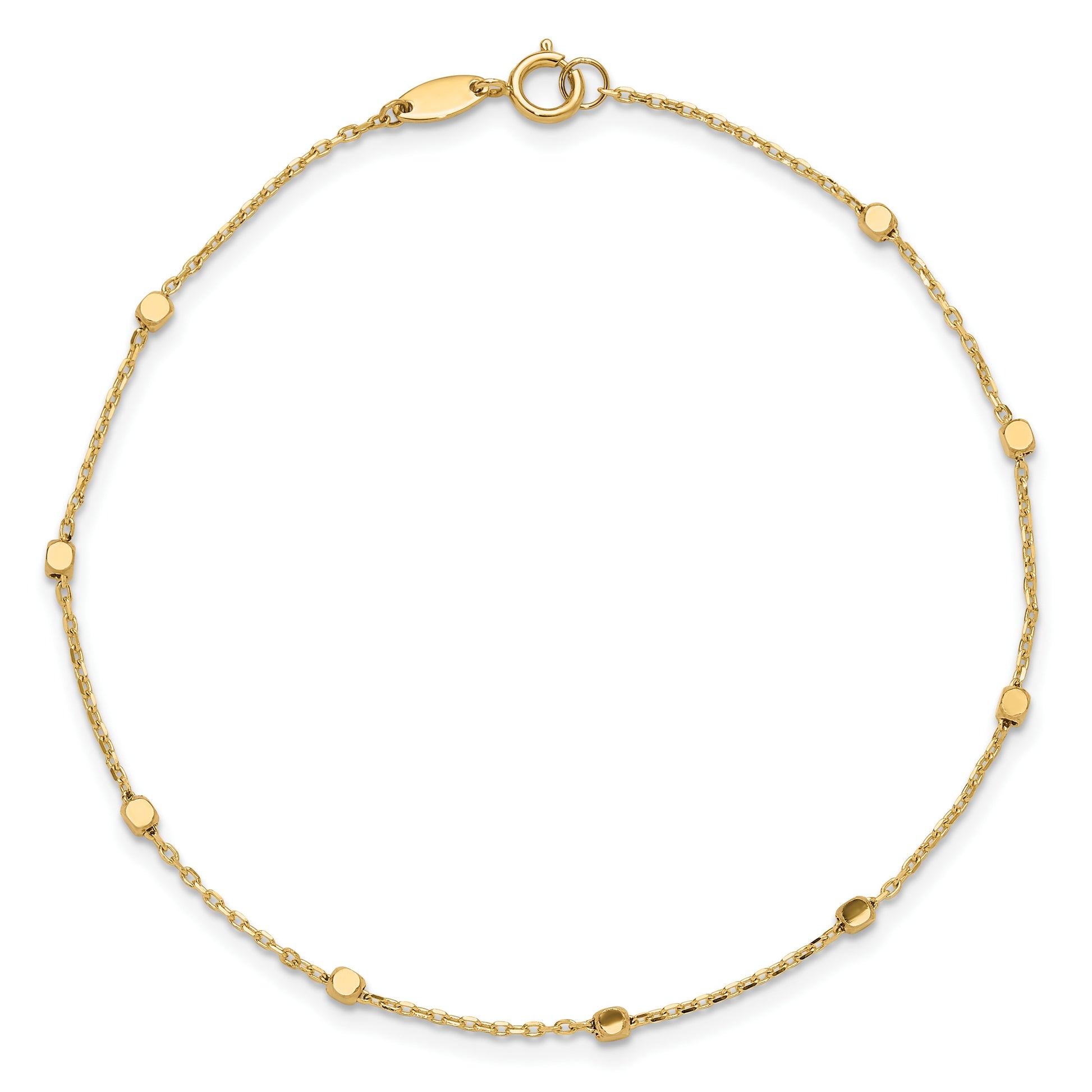 14K Polished Cube Stations 7.75 inch Bracelet