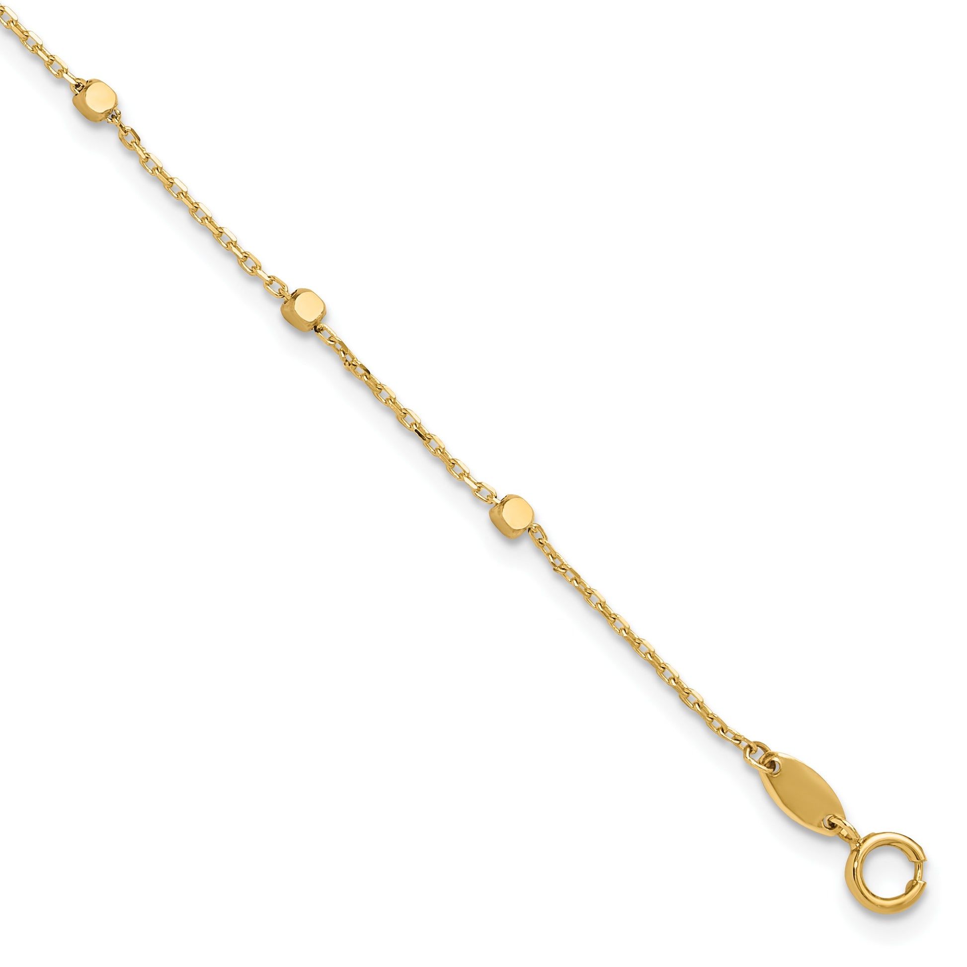 14K Polished Cube Stations 7.75 inch Bracelet