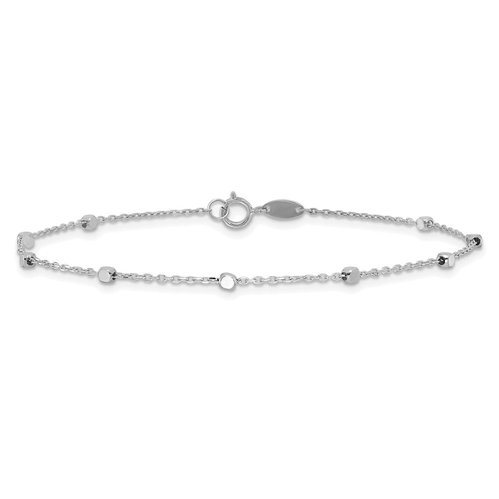 14K White Gold Polished Cube Stations Bracelet