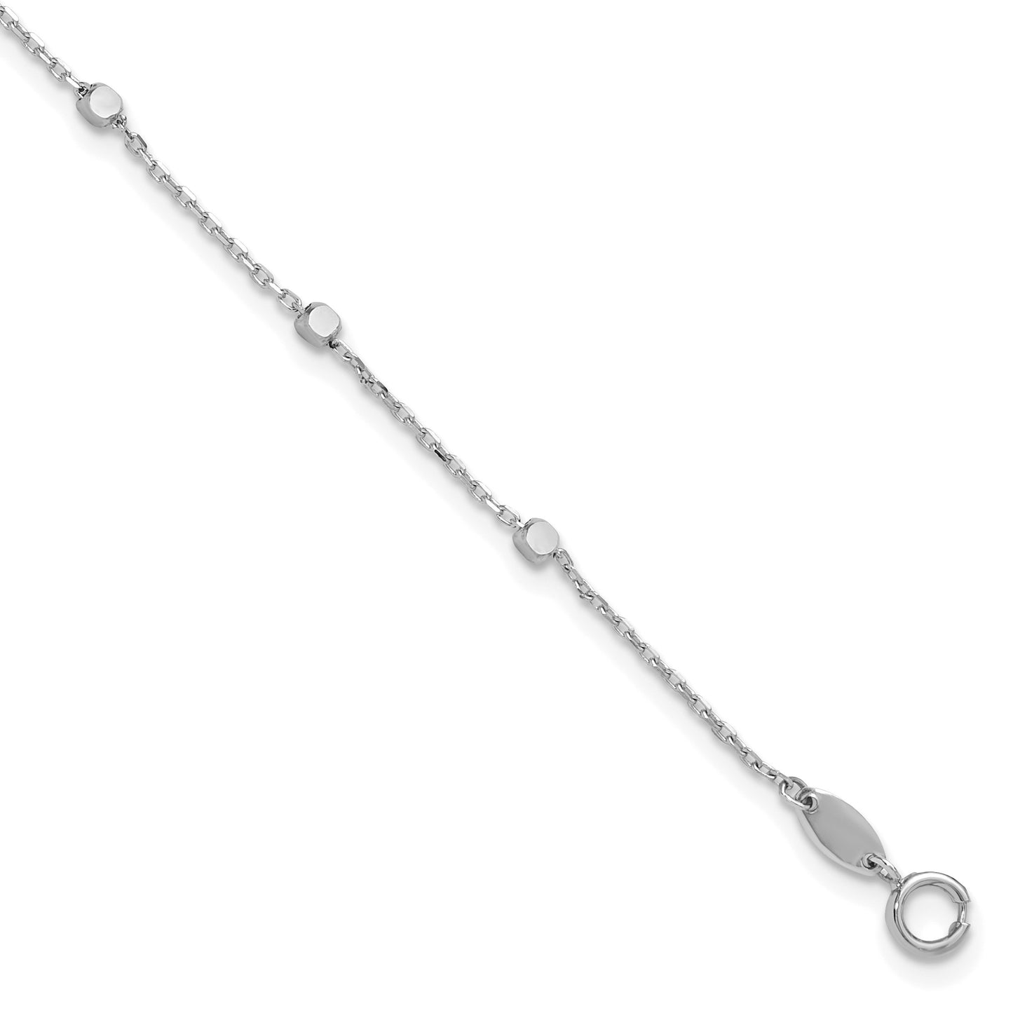 14K White Gold Polished Cube Stations 7.75 inch Bracelet