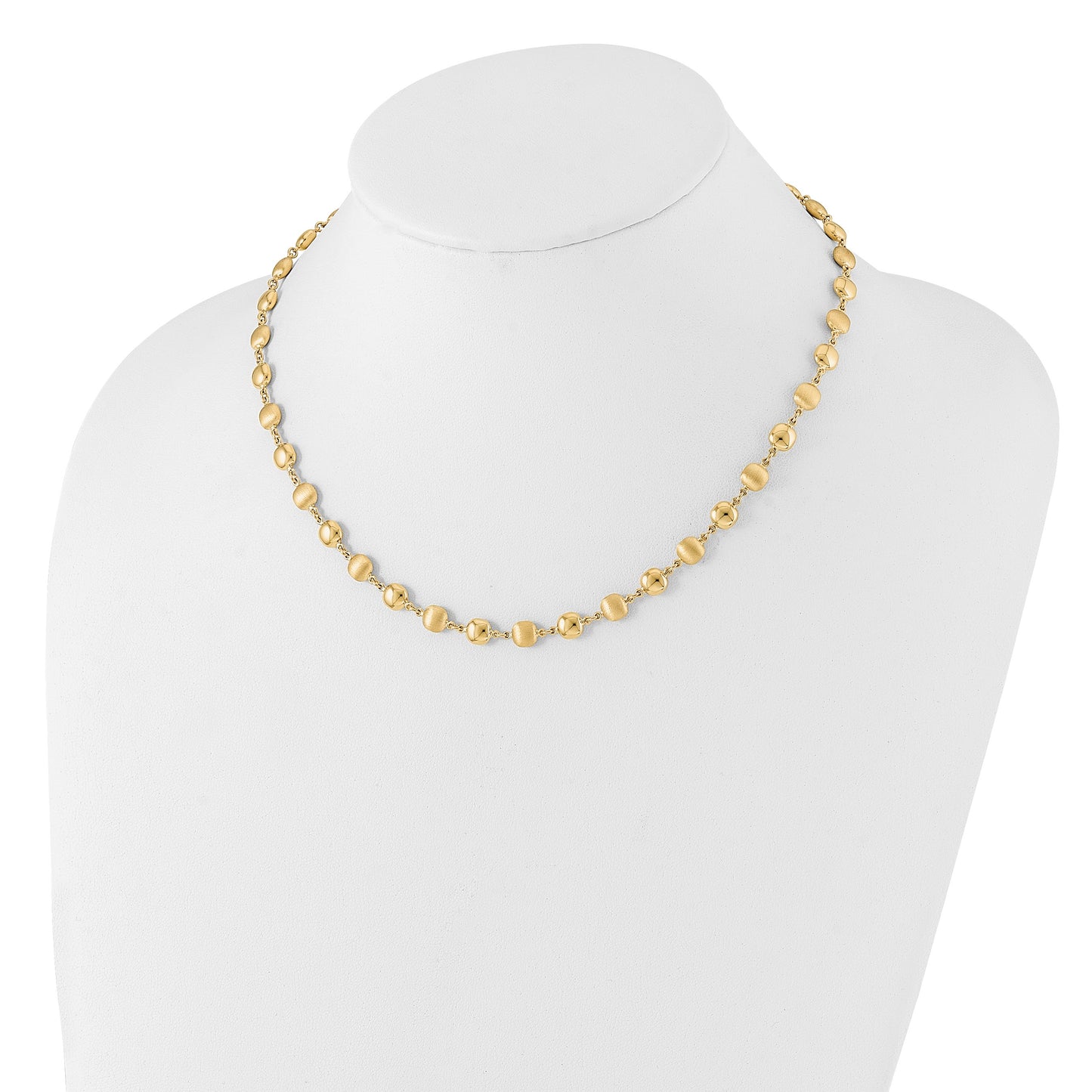 14K Polished and Satin 5.5mm Puffed Circles 17.75 inch Necklace