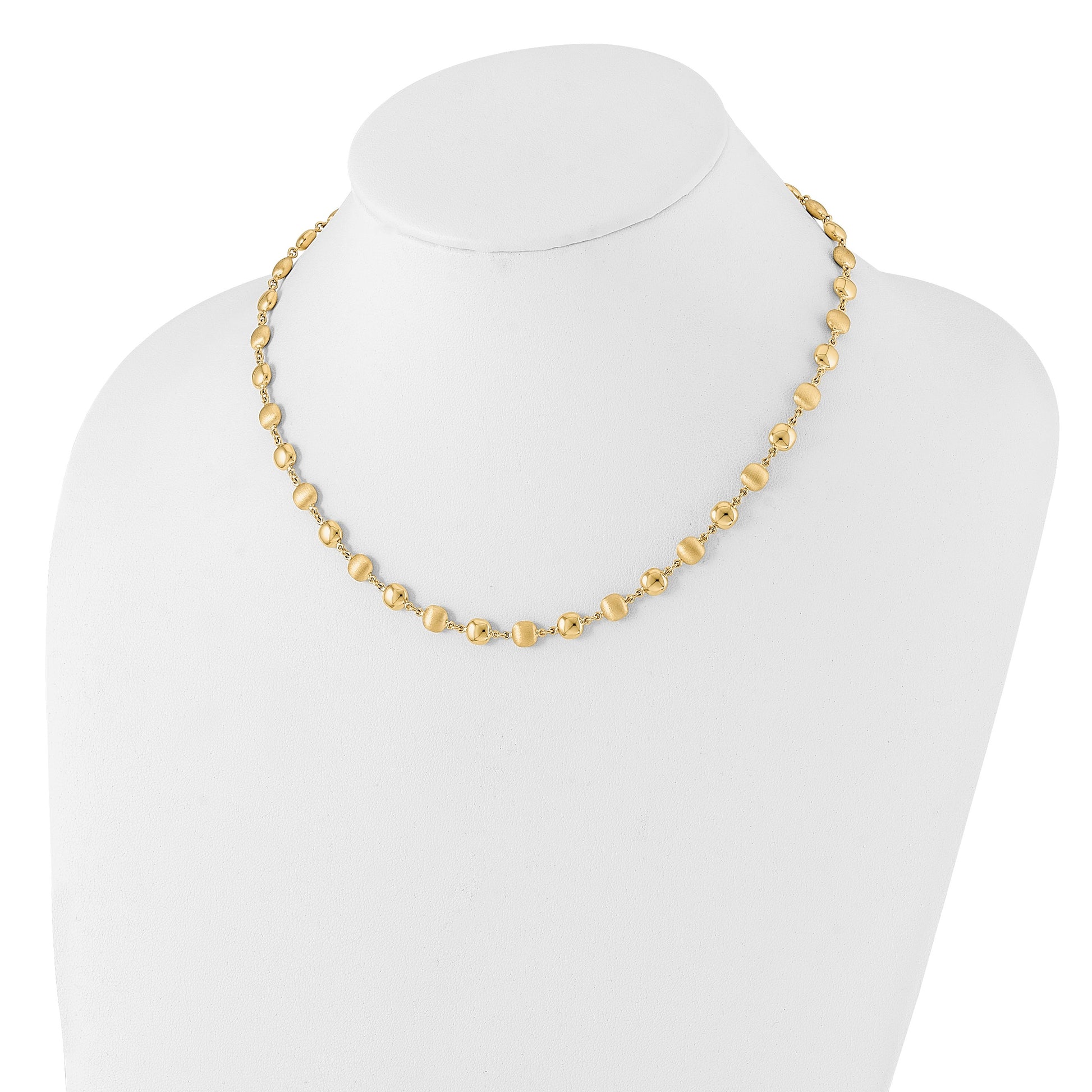 14K Polished and Satin 5.5mm Puffed Circles 17.75 inch Necklace