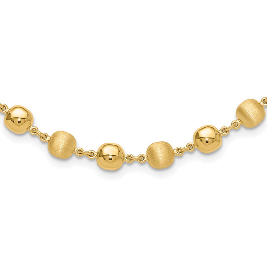 14K Polished and Satin 5.5mm Puffed Circles 17.75 inch Necklace
