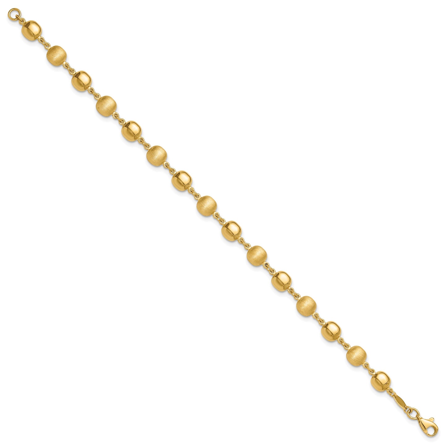 14K Polished and Satin 5.5mm Puffed Circles 7.5 inch Bracelet