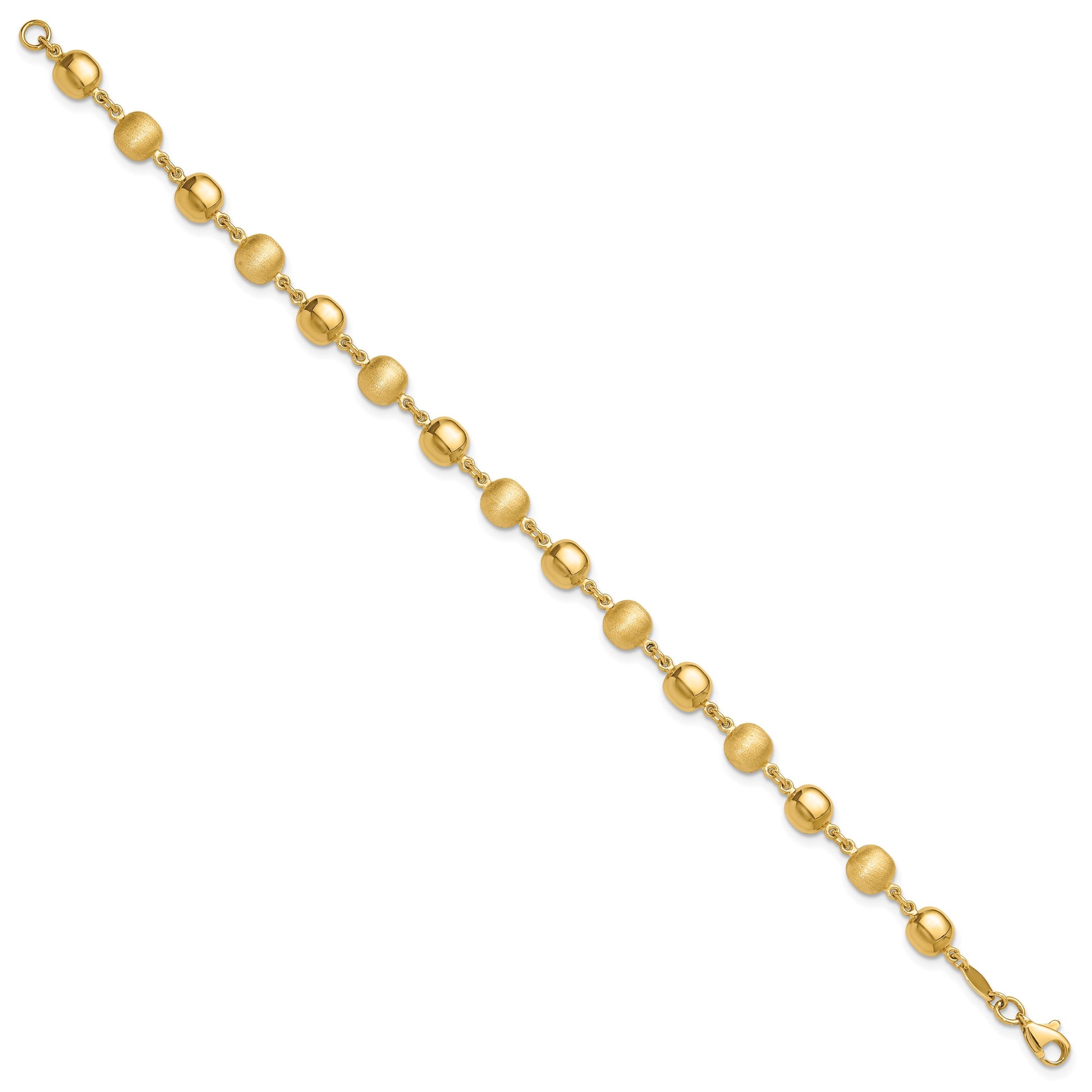 14K Polished and Satin 5.5mm Puffed Circles 7.5 inch Bracelet