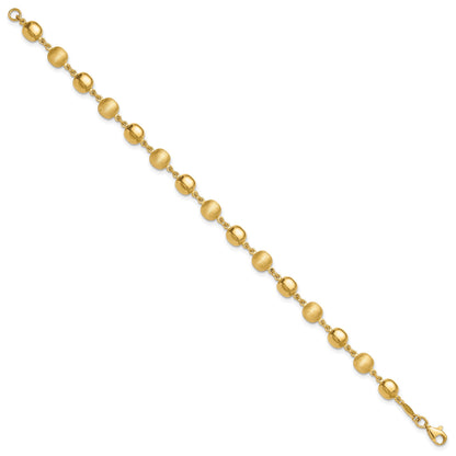 14K Polished and Satin 5.5mm Puffed Circles 7.5 inch Bracelet