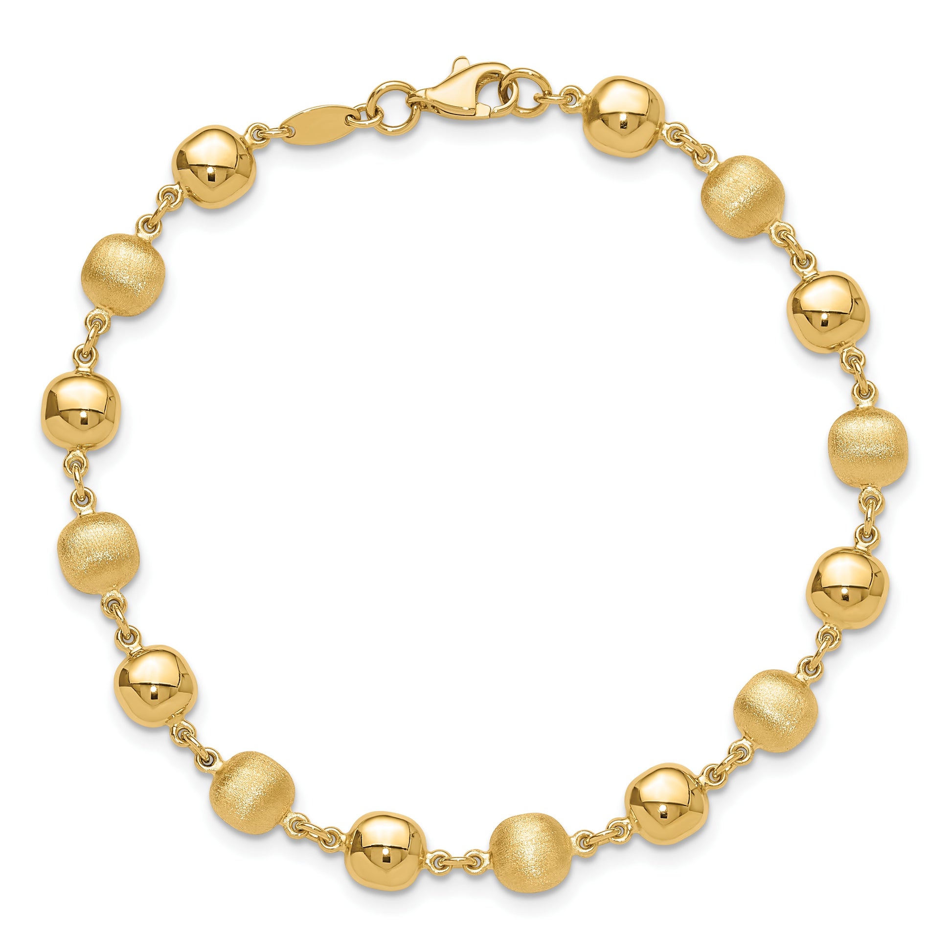 14K Polished and Satin 5.5mm Puffed Circles 7.5 inch Bracelet