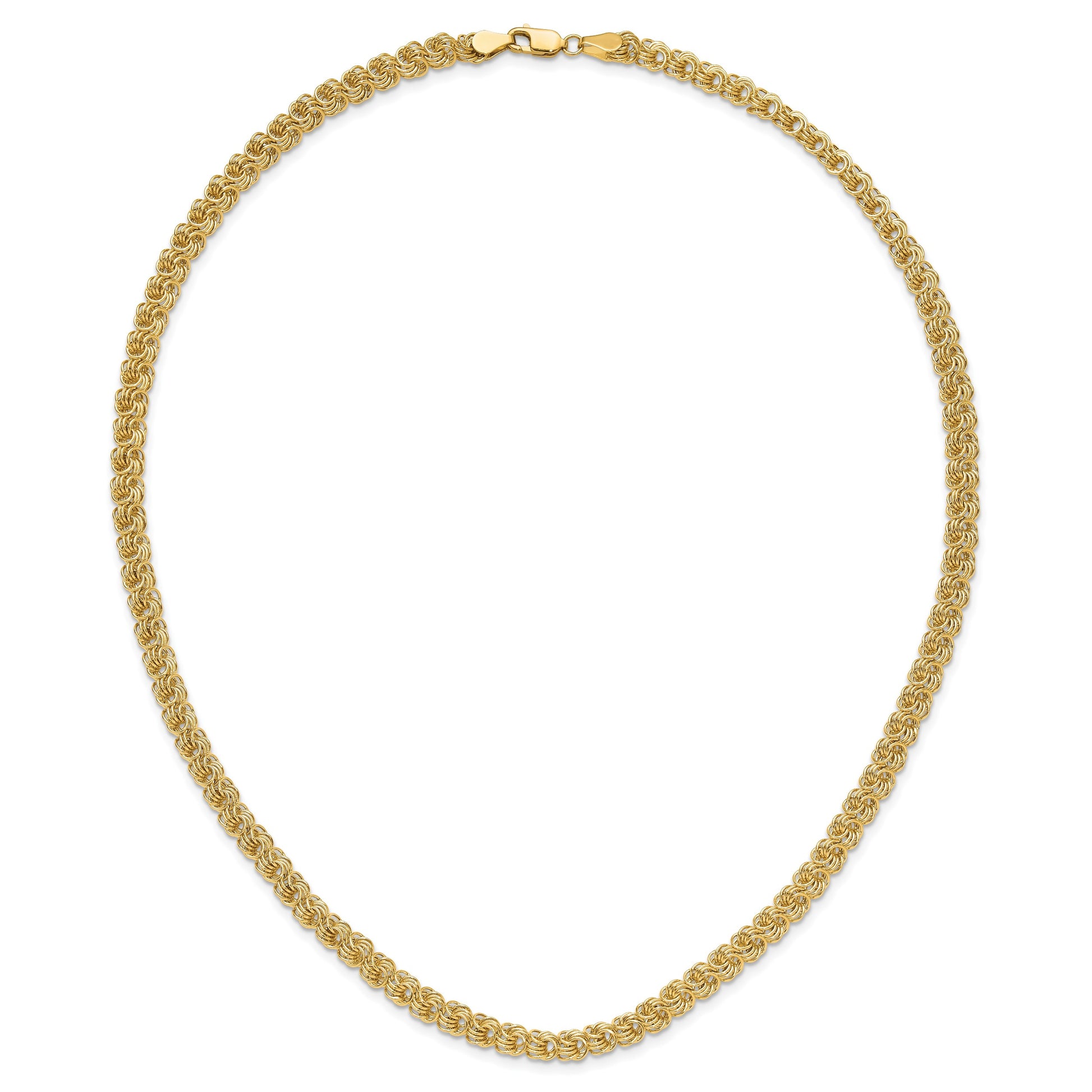 14K Polished 5.3mm Fancy Triple Link 18 inch Necklace