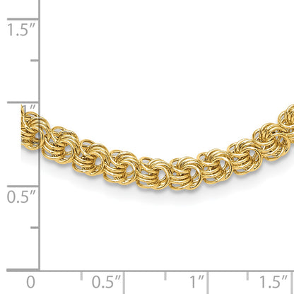 14K Polished 5.3mm Fancy Triple Link 18 inch Necklace